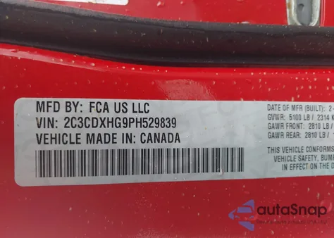 2023 Dodge Charger Gt из США, поврежденный, VIN 2C3CDXHG9PH529839